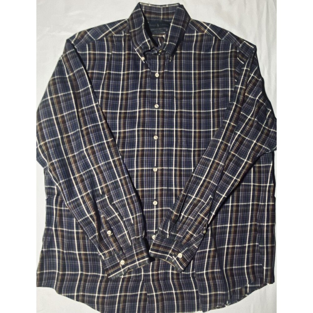 Ralph Lauren Mens Custom Fit Multicolor Plaid Long Sleeve Button Down Shirt XL